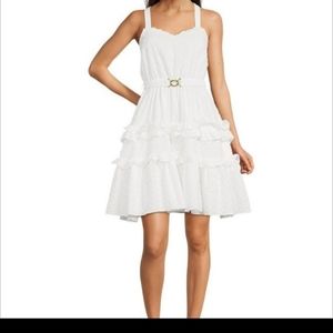 NWT LDT Celia Tiered Sweetheart Neck Sleeveless Belted Tiered Strappy Back